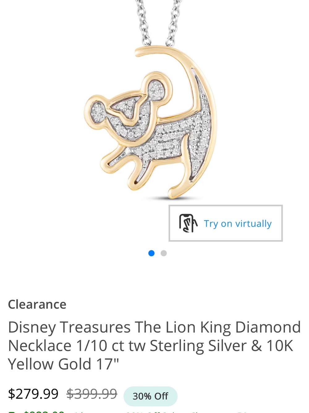 Disney Treasures The Lion King 17” Necklace and Earring Set - Picture 2 of 5